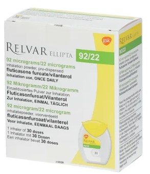   ( +) / RELVAR ELLIPTA (fluticasone furoate+vilanterol)